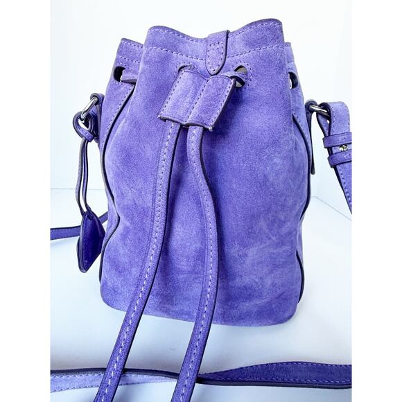 Ralph Lauren Ricky Suede Drawstring Bucket Bag Lavender Purple - Picture 5 of 16